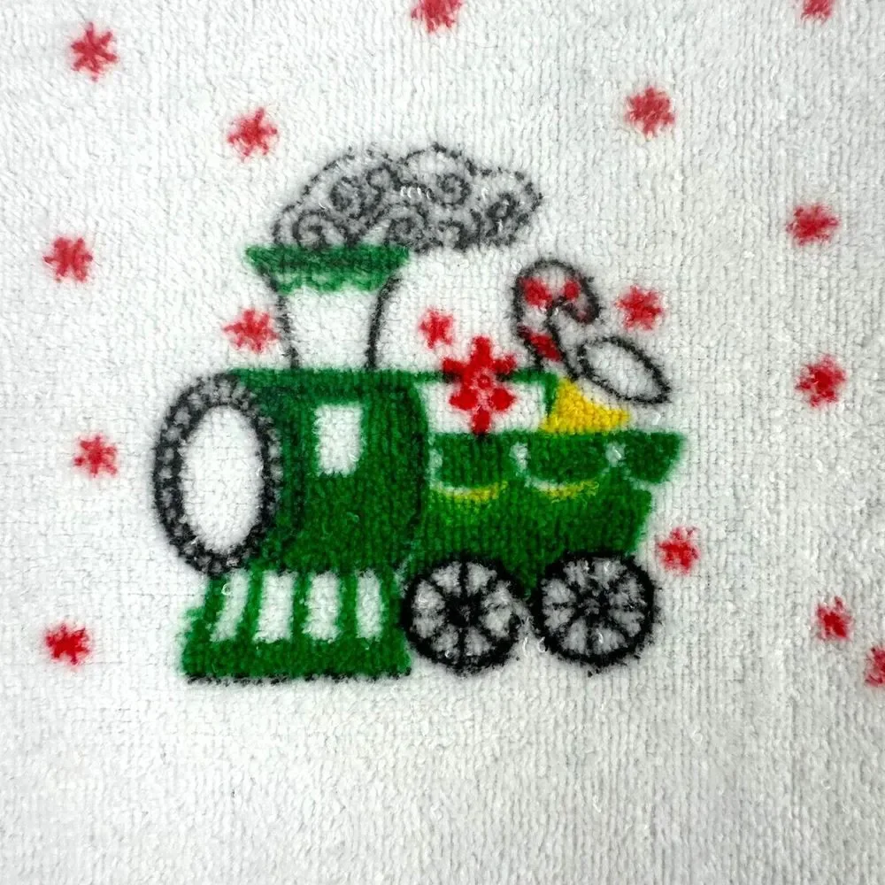 Cannon Vintage Christmas Holiday Fingertip Guest Bathroom Towel Train Angel GUC‎